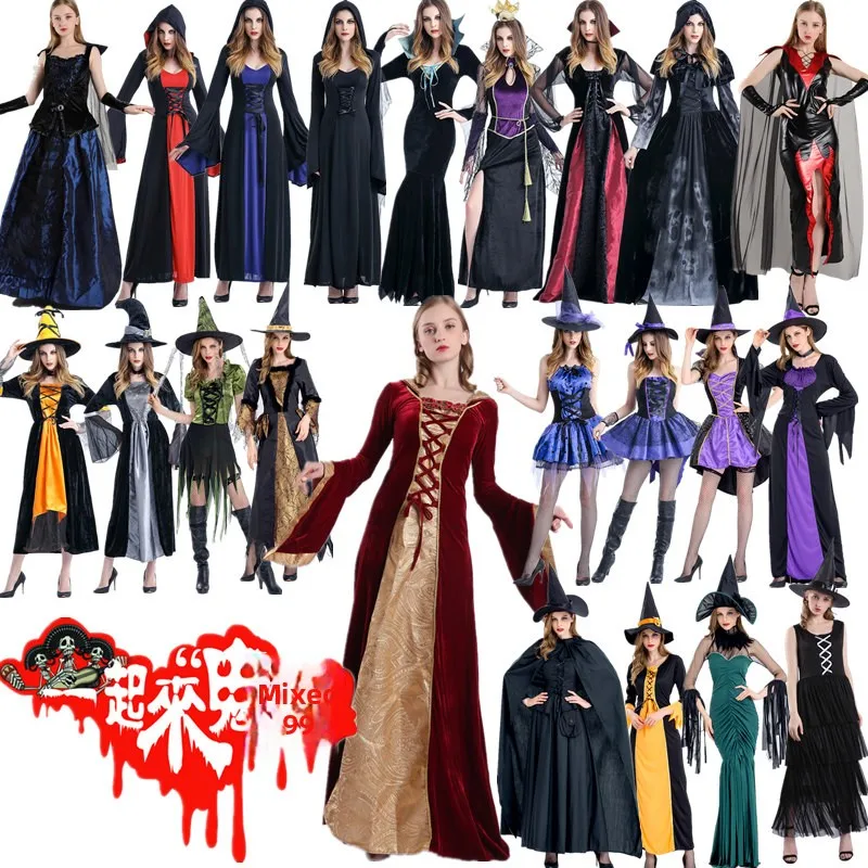 

Костюм ведьмы, женский новый костюм для выступлений на Хэллоуин, одежда из полиэфирного волокна, 00% сценический костюм