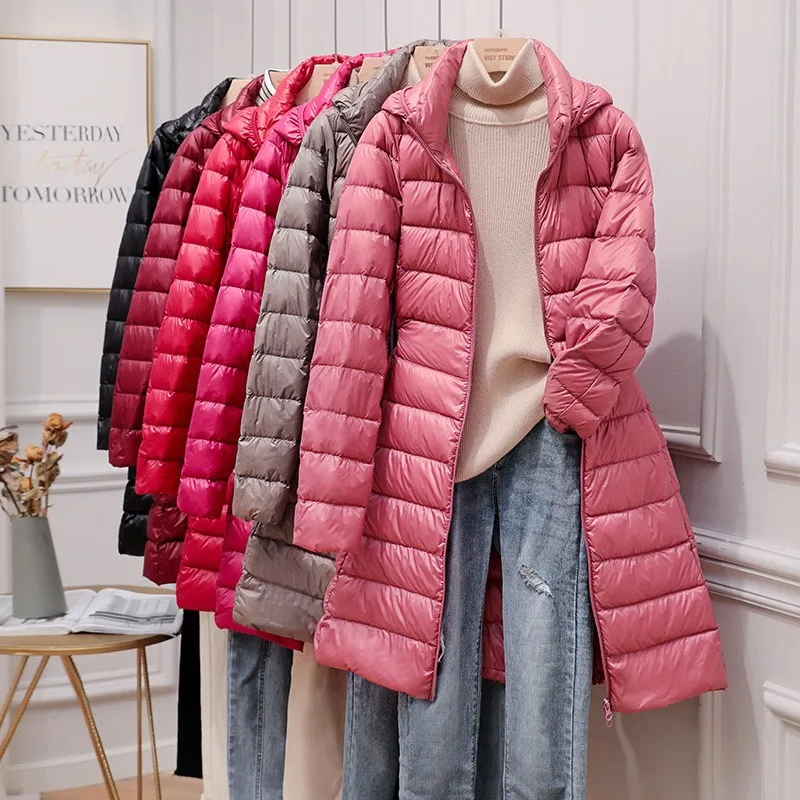 Women Winter Korean Style Lightweight Slim Fit Long Sleeve Jacket with Detachable Hood Zipper Closure Solid Color Breathable