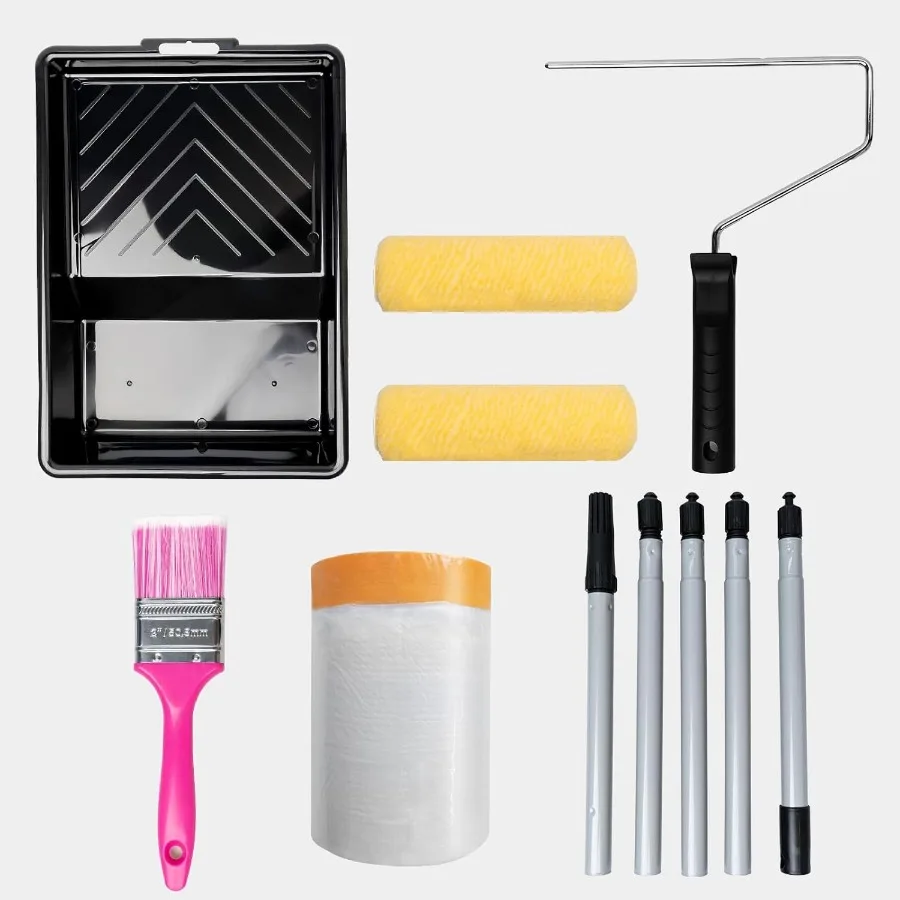 

Полный набор инструментов для рисования из 6 предметов, включая 9 малярных валиков, 2 кисти для рисования 51, регулируемый удлинитель и 11 прочными больными