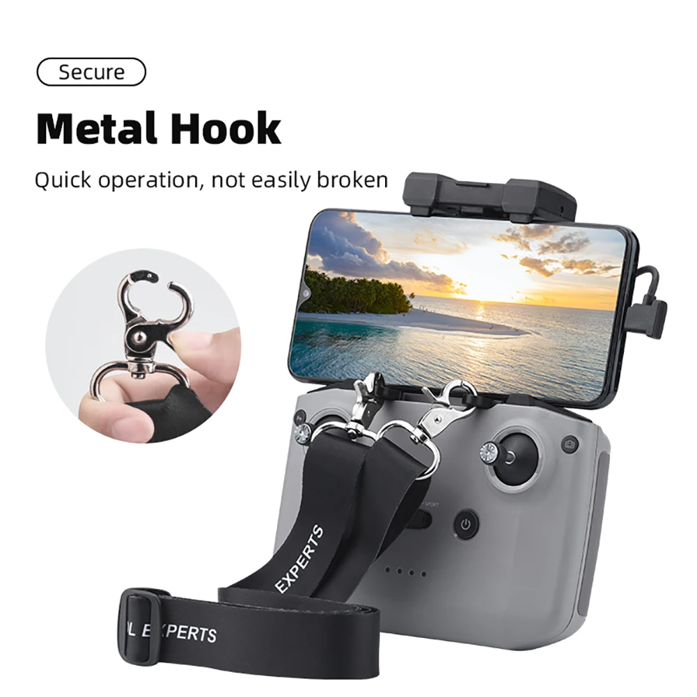 Neck Lanyard Strap Adjustable Nylon Strap With Double Hook Hanging Metal Buckle Compatible For DJI RC-N1/N2 Remote Controller