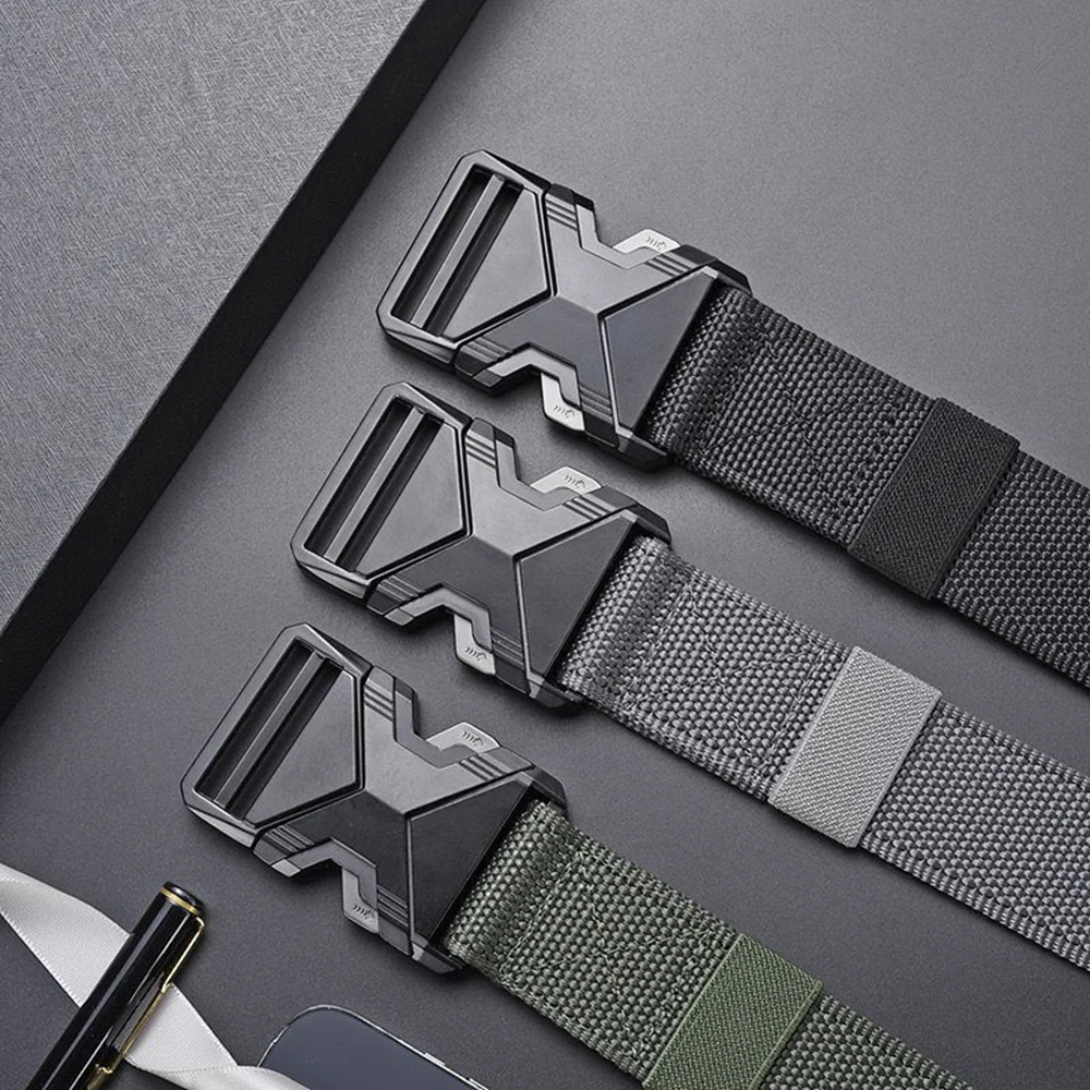 The New Men's 125cm Buckle Belt Nylon Braided Lightweight Breathable Daily Commuter Men's Belt Multi-functional Tactical Belt