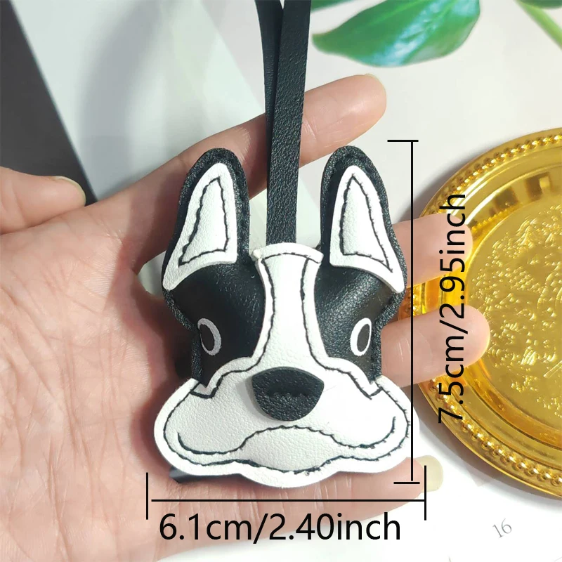 unisex fashion trendy big handmade pu leather french bulldog bag charm handbag backbag hanging pendant diy car keychain charm