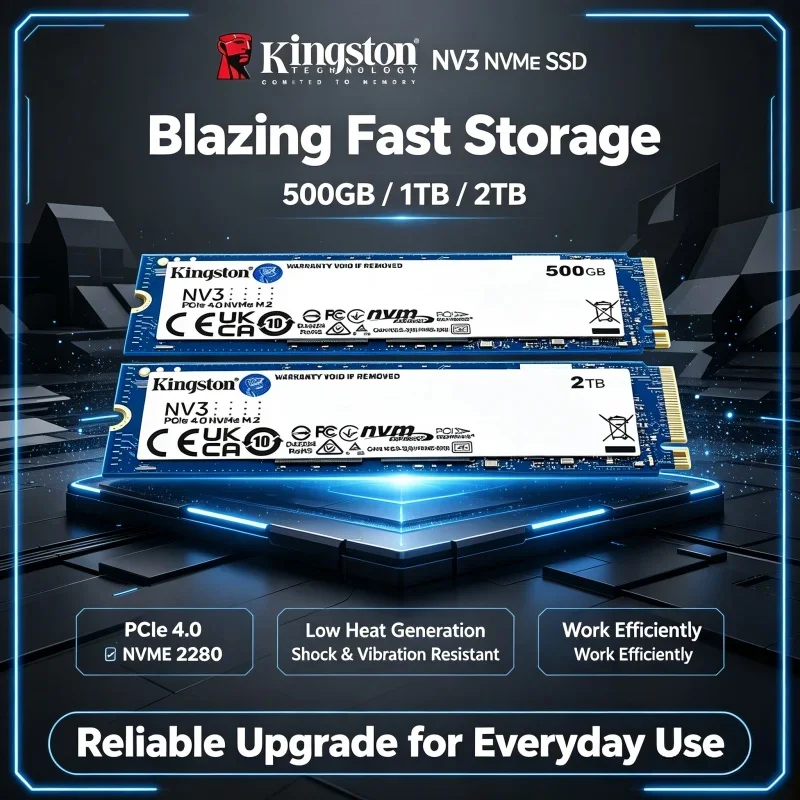 Kingston NV3 M.2 2280 NVMe PCIe4 X4 SSD 4TB Mass Internal Storage Drive For Content Creator Laptop Desktop PC
