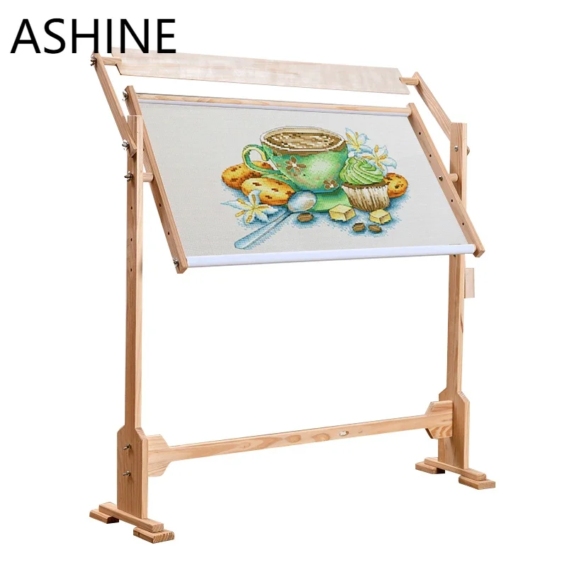 Needlework Floor-Standing Type Stand with Adjustable Frame Made of Wood Tapestry Cross Stitch Embroidery Frame Holder Tool Acce
