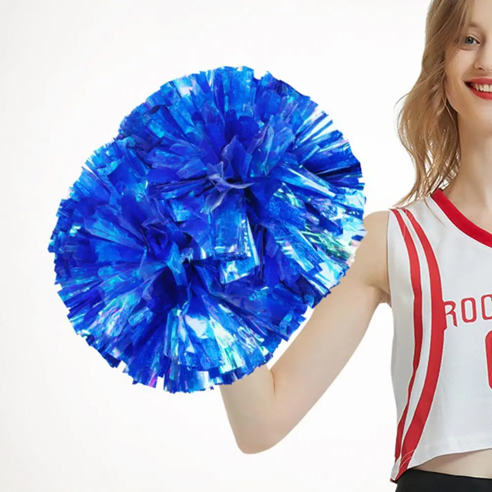 Double-headed Metallic Pom Poms Cheerleading Flower Ball with Handle Team Sports Spirit Party Kids Adults Cheer Pompoms