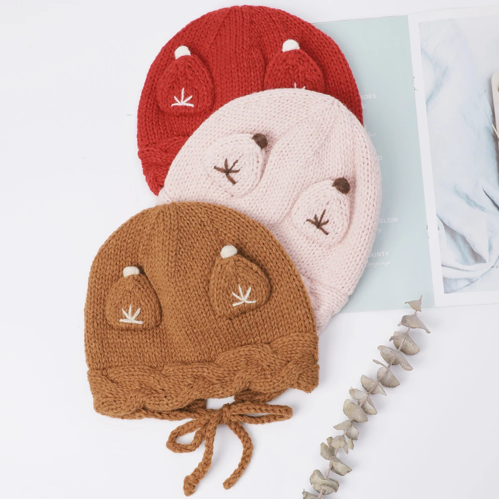 

Kids Winter Hat Toddler Knitted Pom Beanie Hat Cotton Lined Faux Fur Pom Pom Cap Baby Girls Boys Beanies Baby Accessories Items