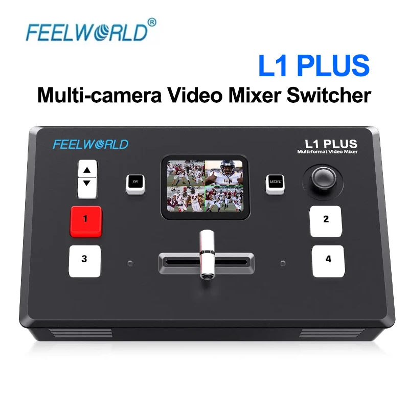FEELWORLD-Multi Camera Video Mixer Switcher, Produção em Tempo Real, Live Streaming, USB 3.0, Controlador PTZ, L1 Plus