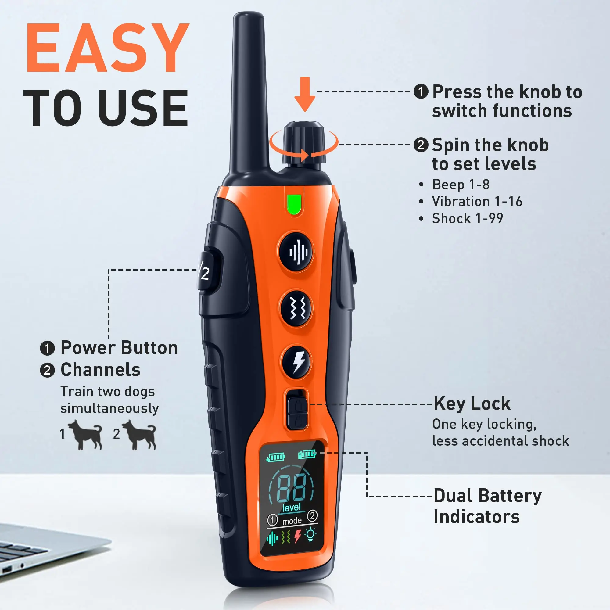 3280Ft Electric Dog Training Collar Remote Control Waterproof Pet BehaviorFor 5-120lbs Puppy With  Vibration Shock