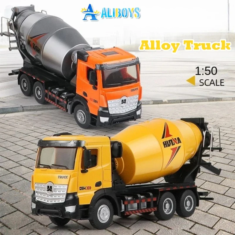 

1/50 Diecast Alloy Mixer Truck Sliding Concrete Engineering Transport Vehicle Static Model Construction Toys Children Gift