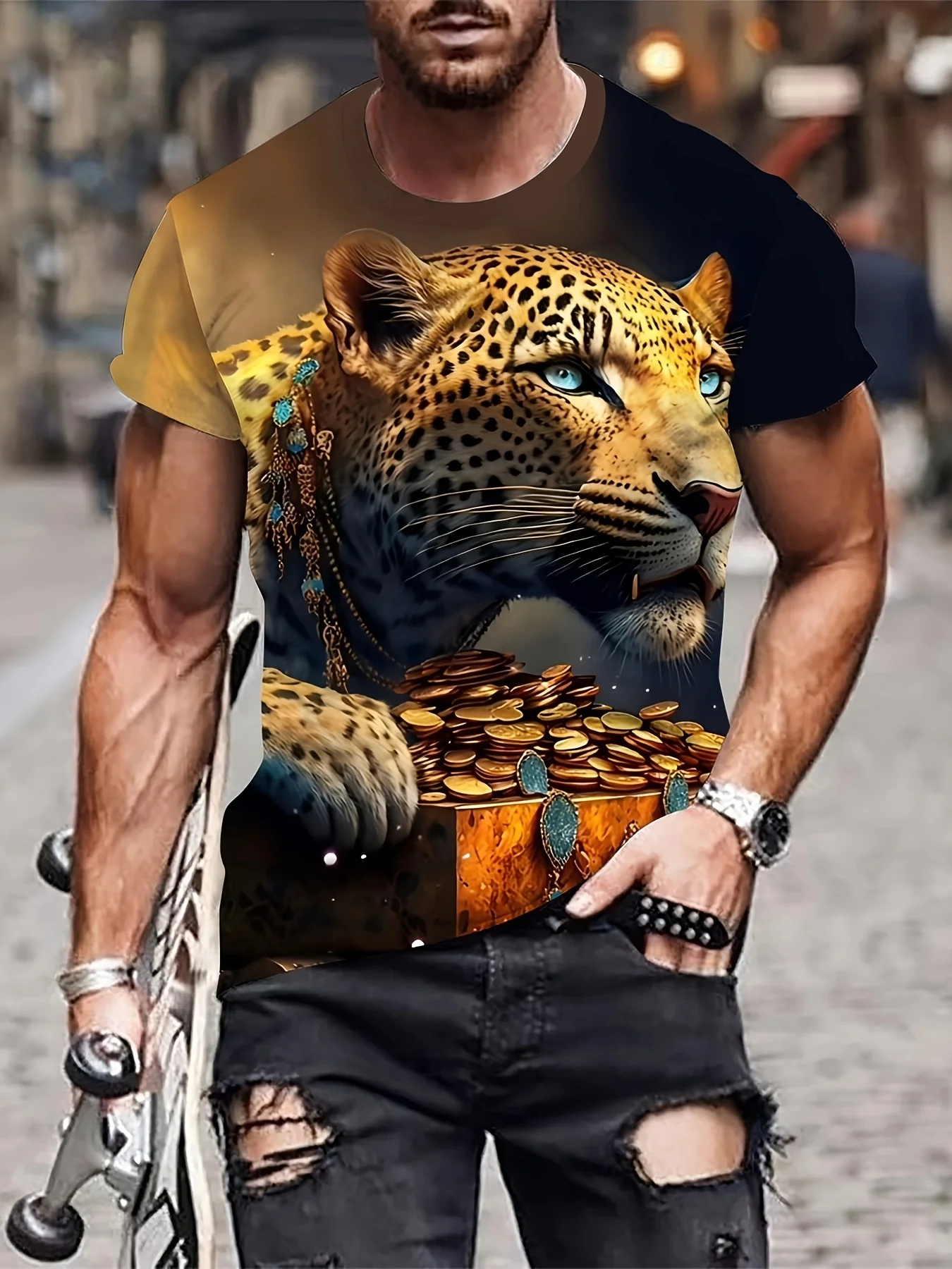 

Summer men's short sleeve T-sleeve light and breathable multi-color pattern new top 2025