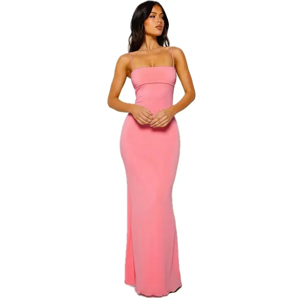 

Женское макси-платье с вырезами на спине, сексуальное, без рукавов, облегающее, на тонких бретелях, длинное