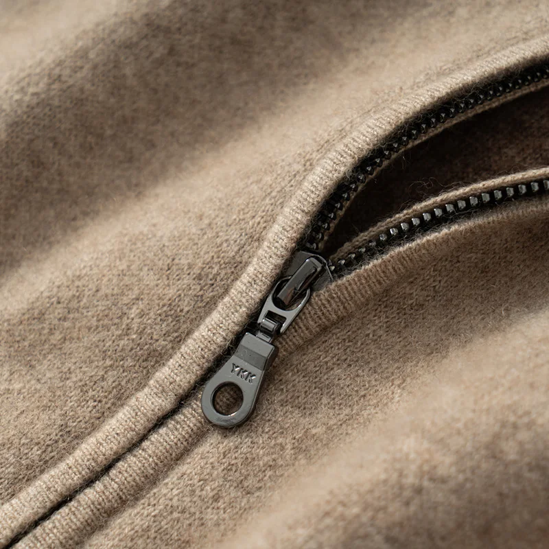 100% Cashmere Sweater Men's Jacket Zipper Cardigan Knitwear High Quality Autumn Winter Thick Business Top Classy Office Clothes