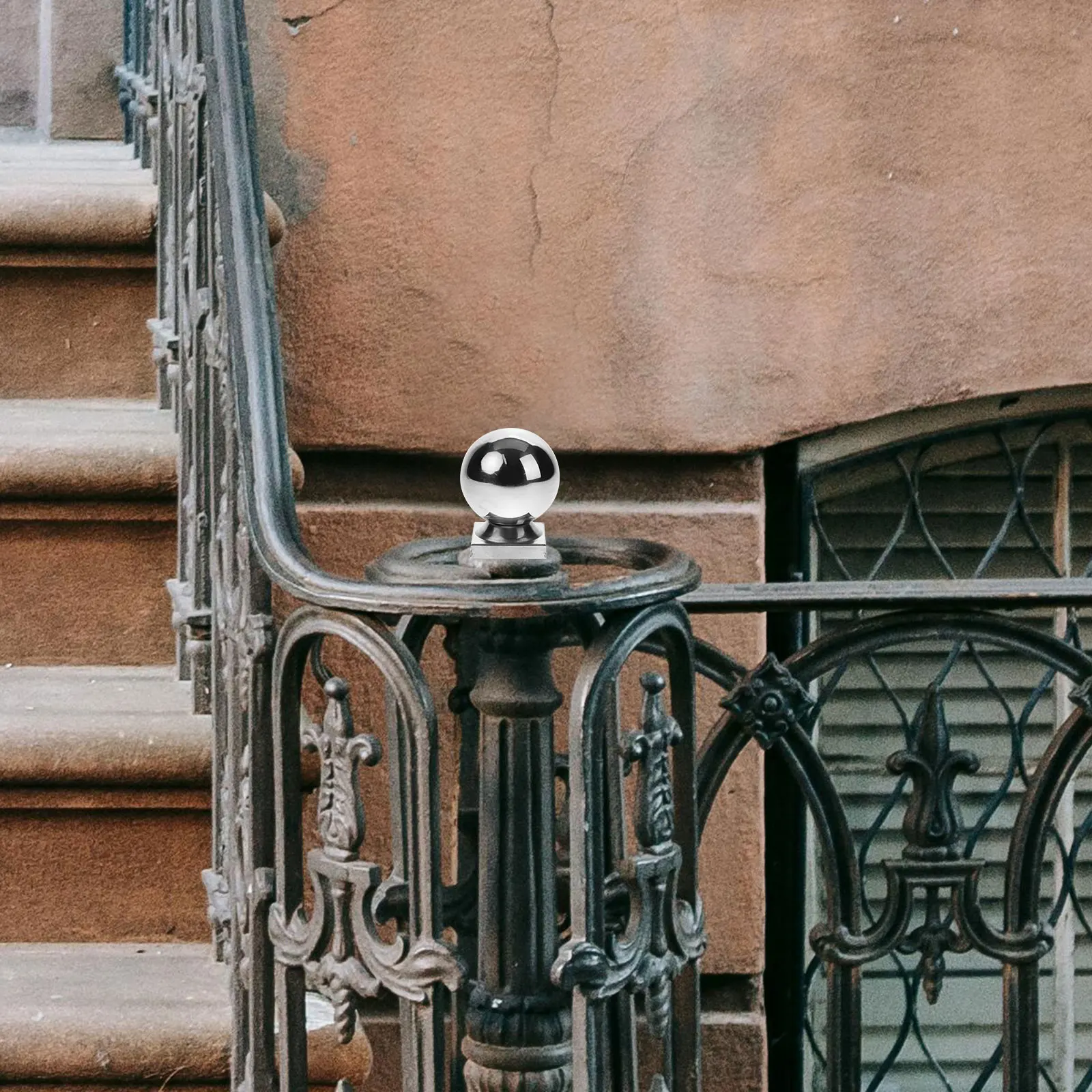 

Stainless Steel Handrail Balls 1 Pair Round Railing End Caps For Staircase Fence Post Guardrail Banister Finial Replacement