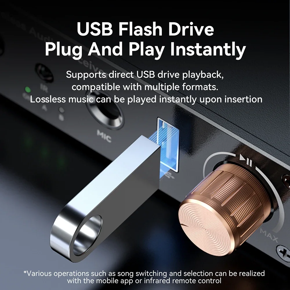 متوافق مع بلوتوث 6.0 استقبال الصوت 3.5 ملم AUX RCA USB 6.5 ملم ميكروفون الموسيقى محول لاسلكي مع جهاز التحكم عن بعد للتلفزيون الكمبيوتر