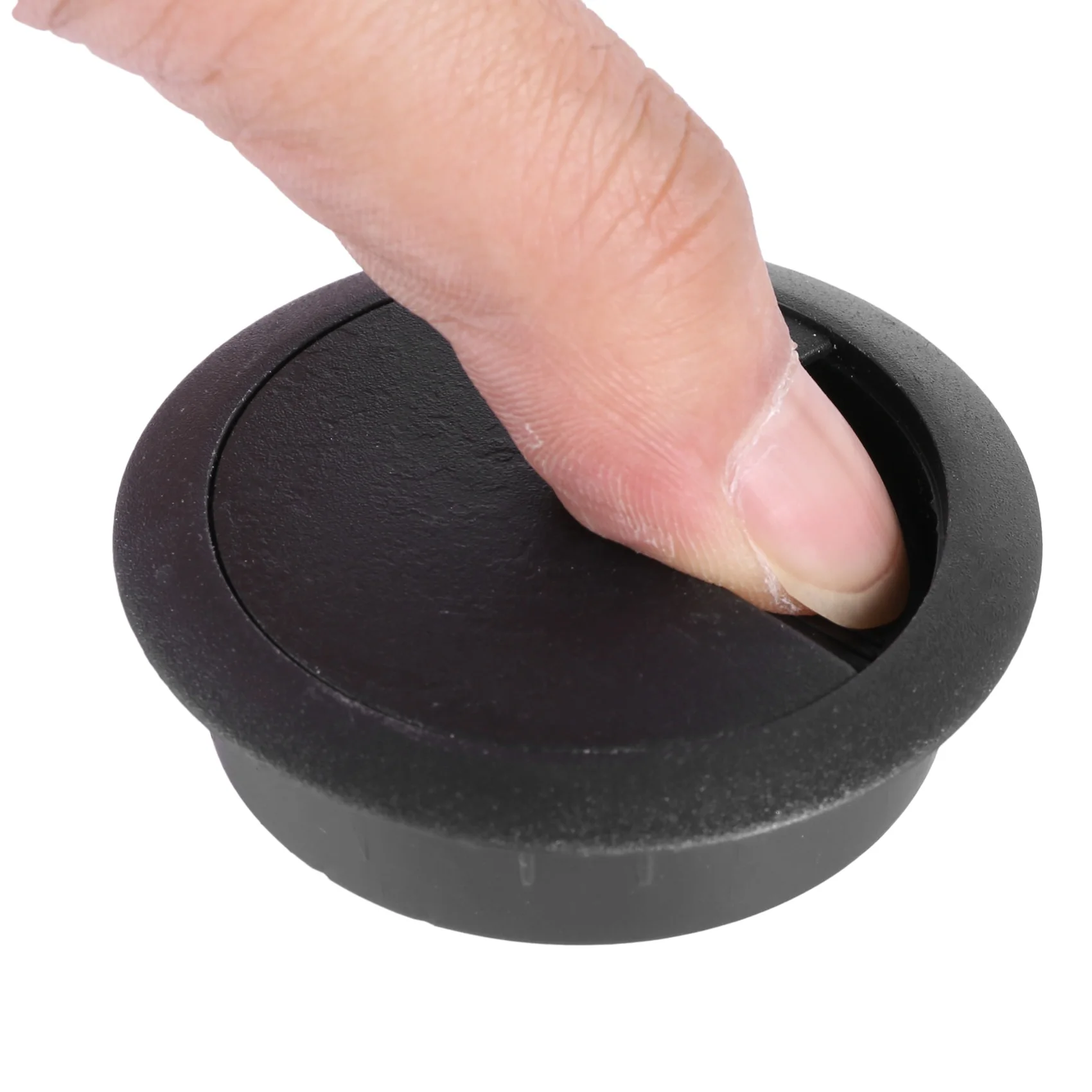 ABFKW 5 Pcs Black 70mm Dia Round Plastic Cable Hole Covers for Computer Desk