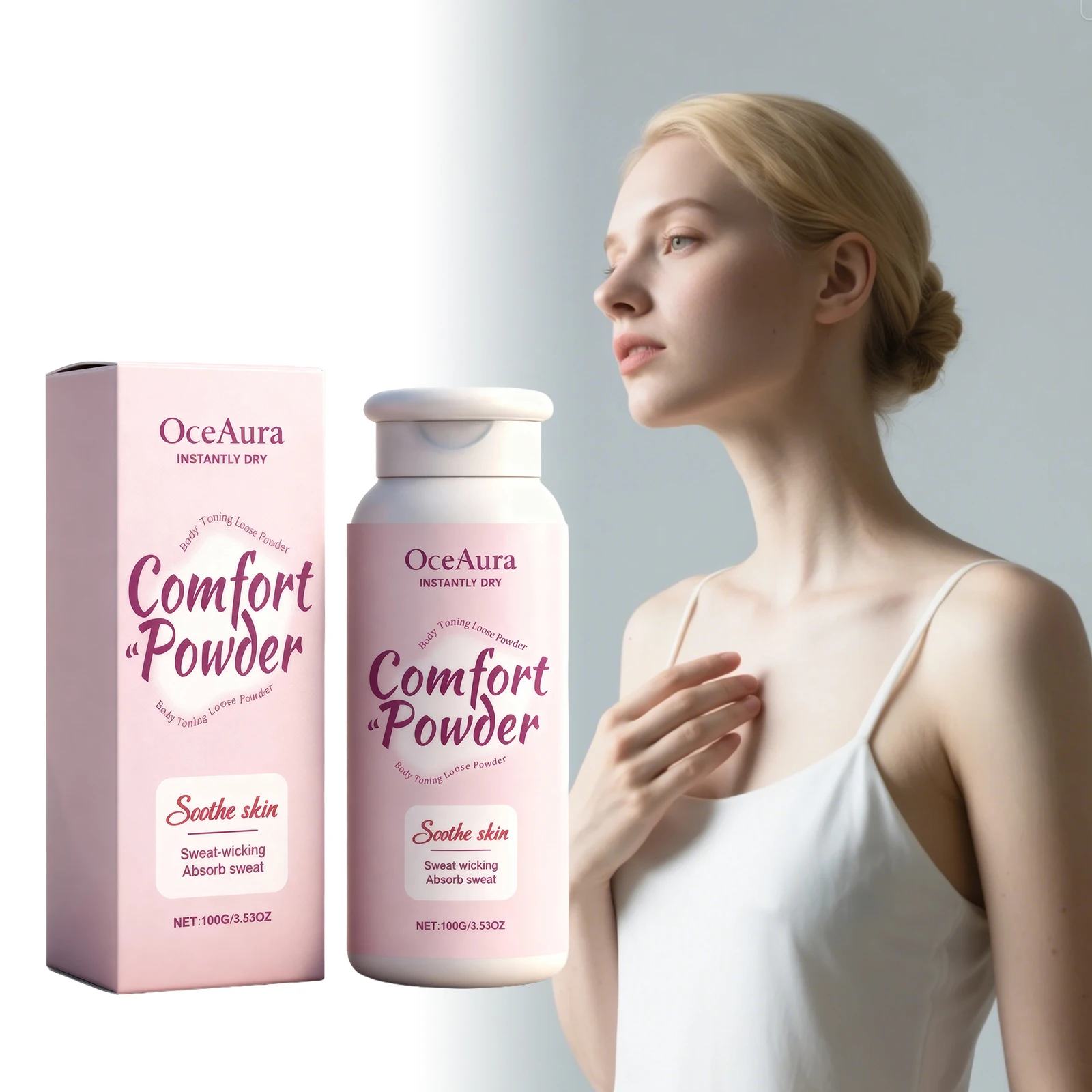 Polvo de talco cómodo para aliviar el desconforto de la piel, fragancia fresca refrescante, alivia la adherencia, absorbe el sudor, polvo corporal absorbente