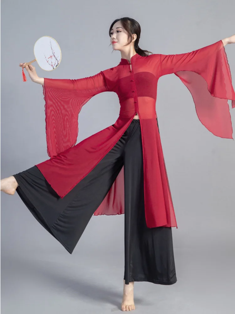 Vintage Oriental Belly Dance Dress Chinese Cheongsam Yarn Antiquity Classical Hanfu Uniforms Clothing Female Performance Costume