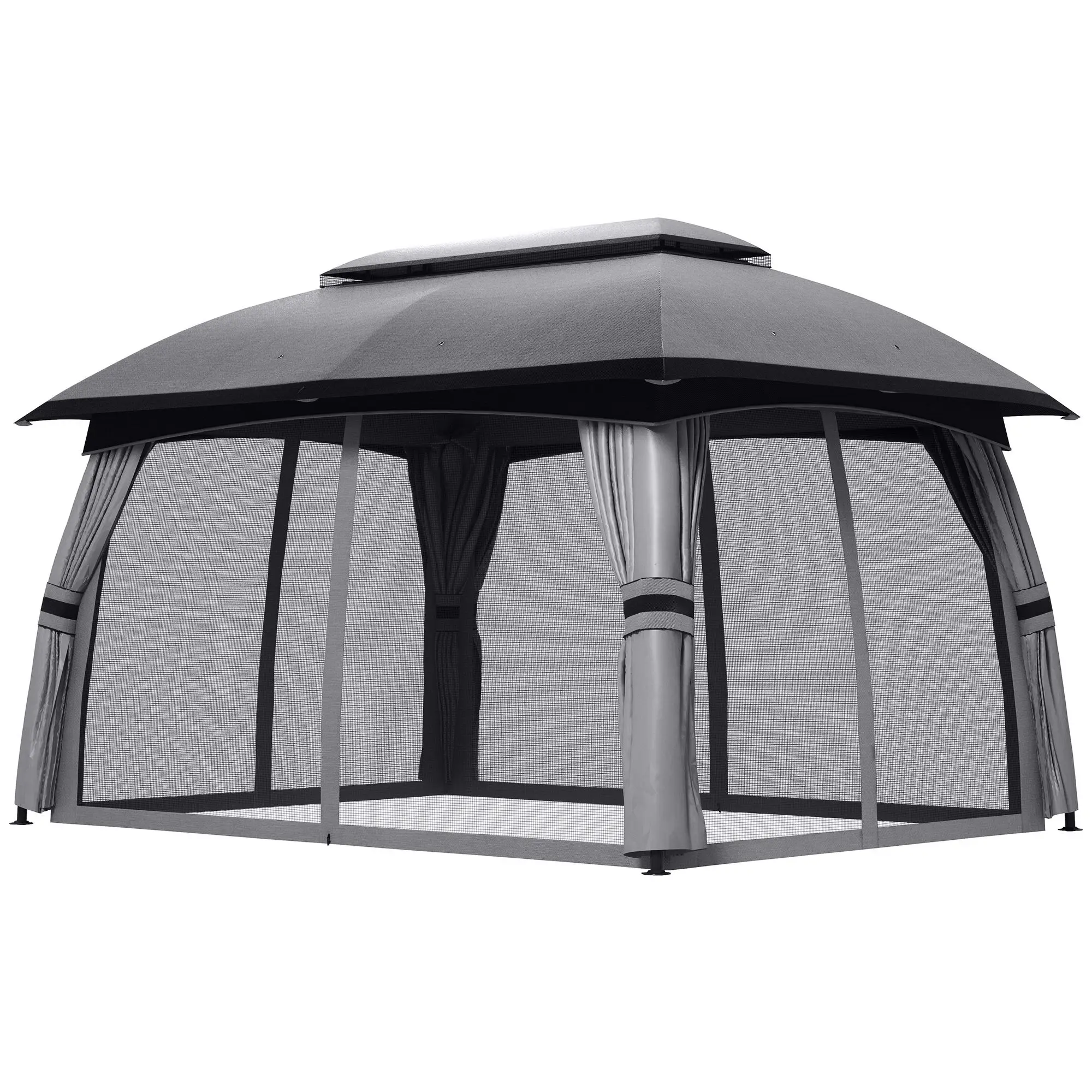 

For Outsunny 10x13 ft Patio Gazebo Canopy Shelter with Netting Vented Roof Outdoor Garden Dark Gray