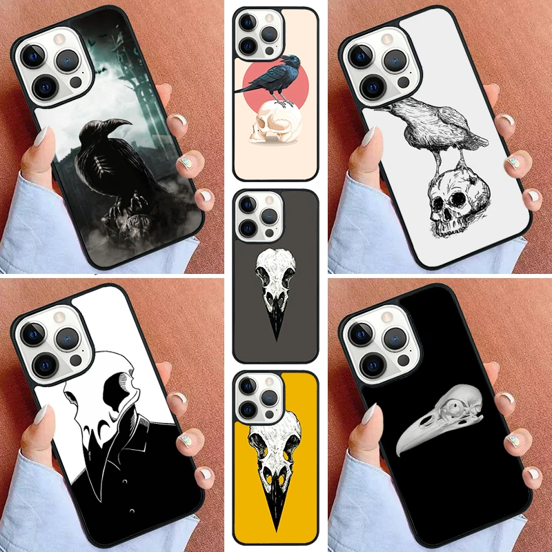 Raven Skull Phone Case For iPhone 16 15 14 Pro 11 13 12 Mini Max SE 2020 6 7 8 Plus Cover Capa