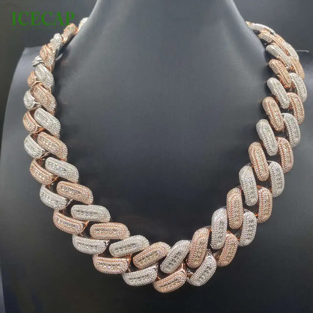 Personalized Creative Rose Gold Cuban Chain Pass Diamond Test Moissanie Cuban Link Chain Custom Fine Jewelry Necklaces