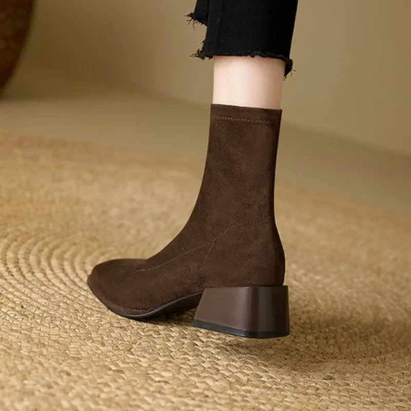 Handmade Retro Soft Leather Women's Boots Autumn Winter Fashion Short Boots Luxury Trendy Female Footwear Microfiber Material #3