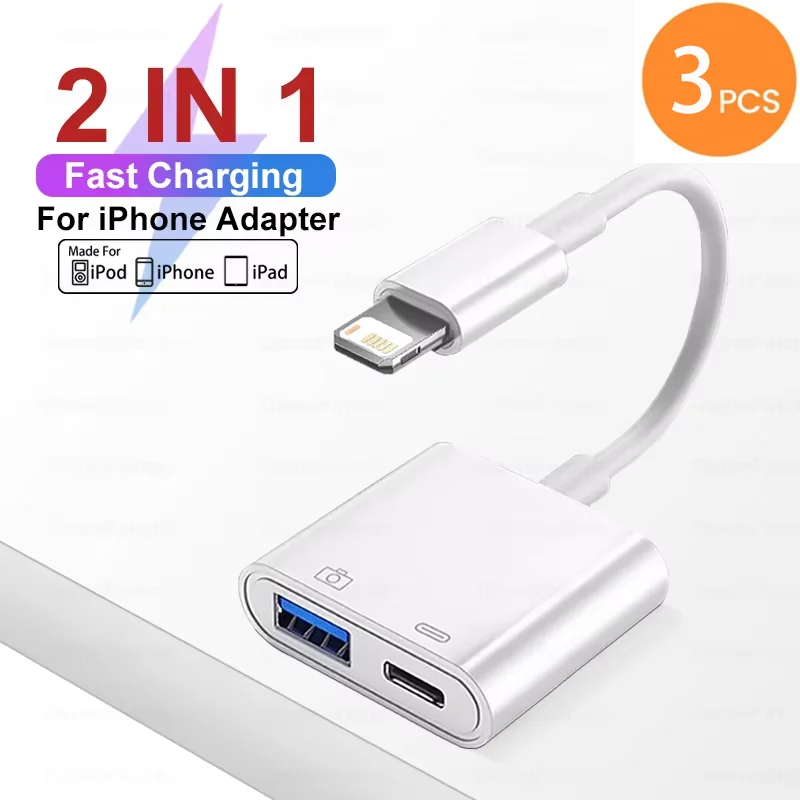 

3 шт. 2-в-1 адаптер LightningOTG Type-C для iPhone1716 15 14 13 ProMax ipad-USB-кабель 3.0 конвертер мышь клавиатураCameraCardReade