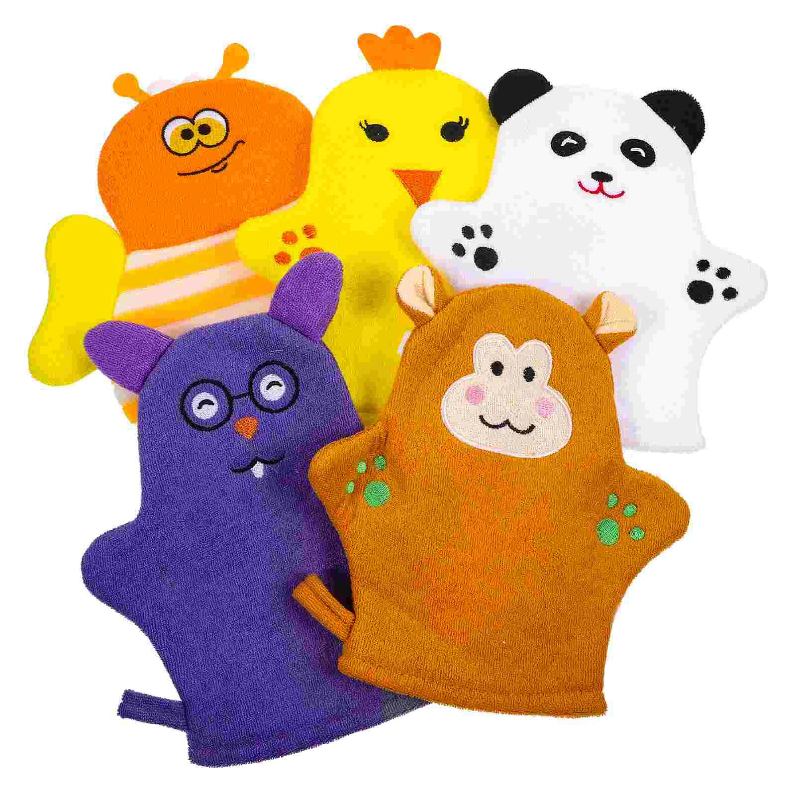 

5 Pcs Towels Bath Gloves The Mitten Cartoon Artifact for Bathing Baby Cotton Toddler Sponge