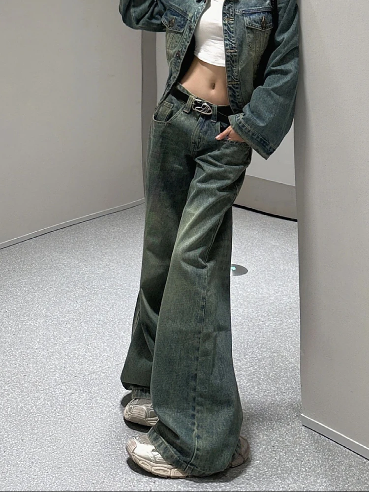 2025 Autumn Winter Women's Flared Denim Pants Y2k Low Rise Jeans Trumpet Pants Korean Bell Bottom 2000s Stacked Jeans New In