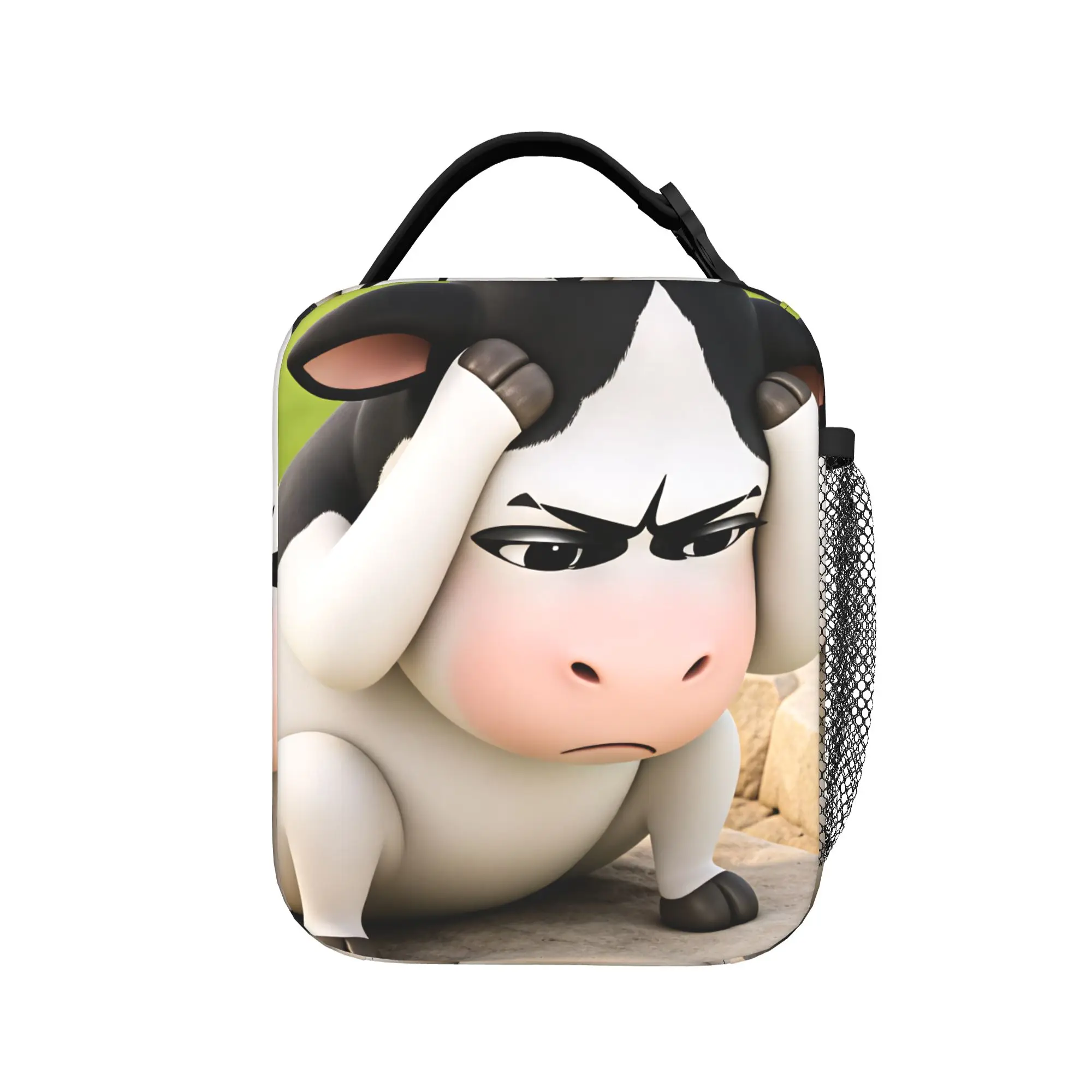 Funny Grassland Cattle Meme  Lunch Bag  Fashion Lunch Box Outdoor Picnic Portable Zipper Tote Food Bags For Child   Cooler Bag
