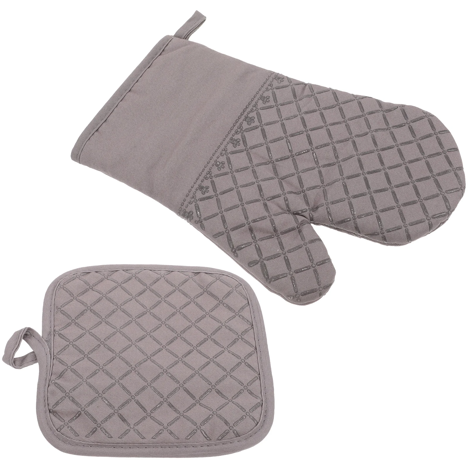 

1 set 2 Pieces 30cm Gray Silicone Heat Resistant Oven Mitts Set Pot Holder Gloves Kitchen Anti Scald Pads Insulated Mitts