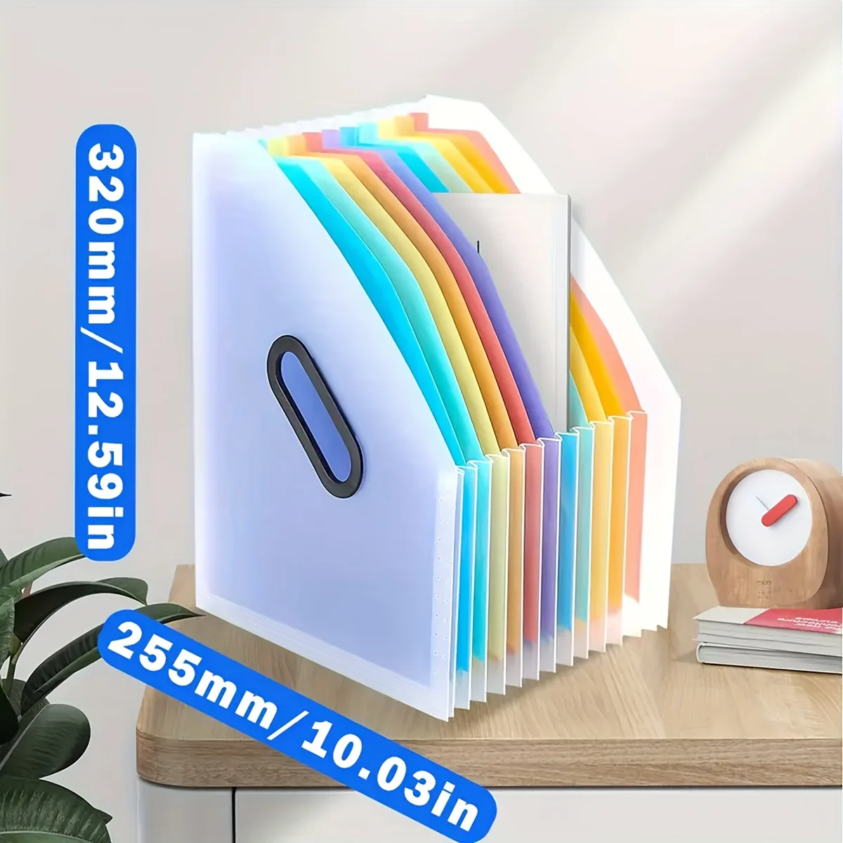 1 PC Rainbow นักเรียนกระเป๋า,13 ชั้น A4 ขนาดใหญ่ความจุโปร่งใสขยายแฟ้มโฟลเดอร์, สามารถเก็บกระดาษ 2000 แผ่น,S