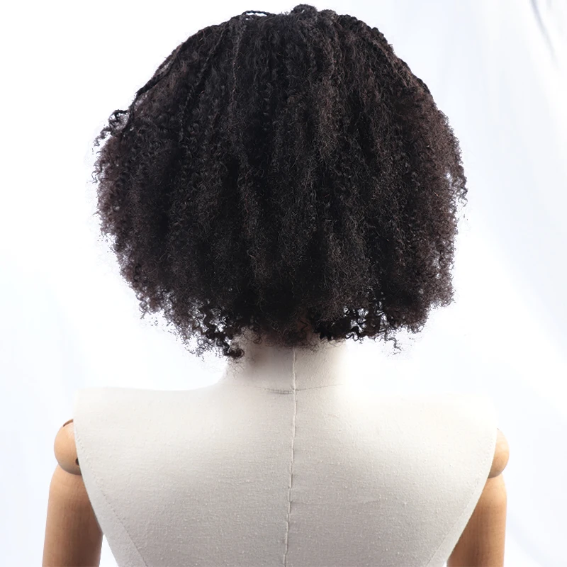 Peluca de cabello humano rizado Afro para mujer, postizo de encaje frontal, trenzado 4C, 13x6