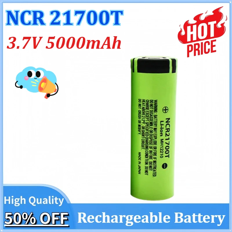 

Newly Upgraded NCR 21700T Li-ion 3.7V 5000mAh Rechargeable Battery Discharge High Power Batteries for High-power Appliances