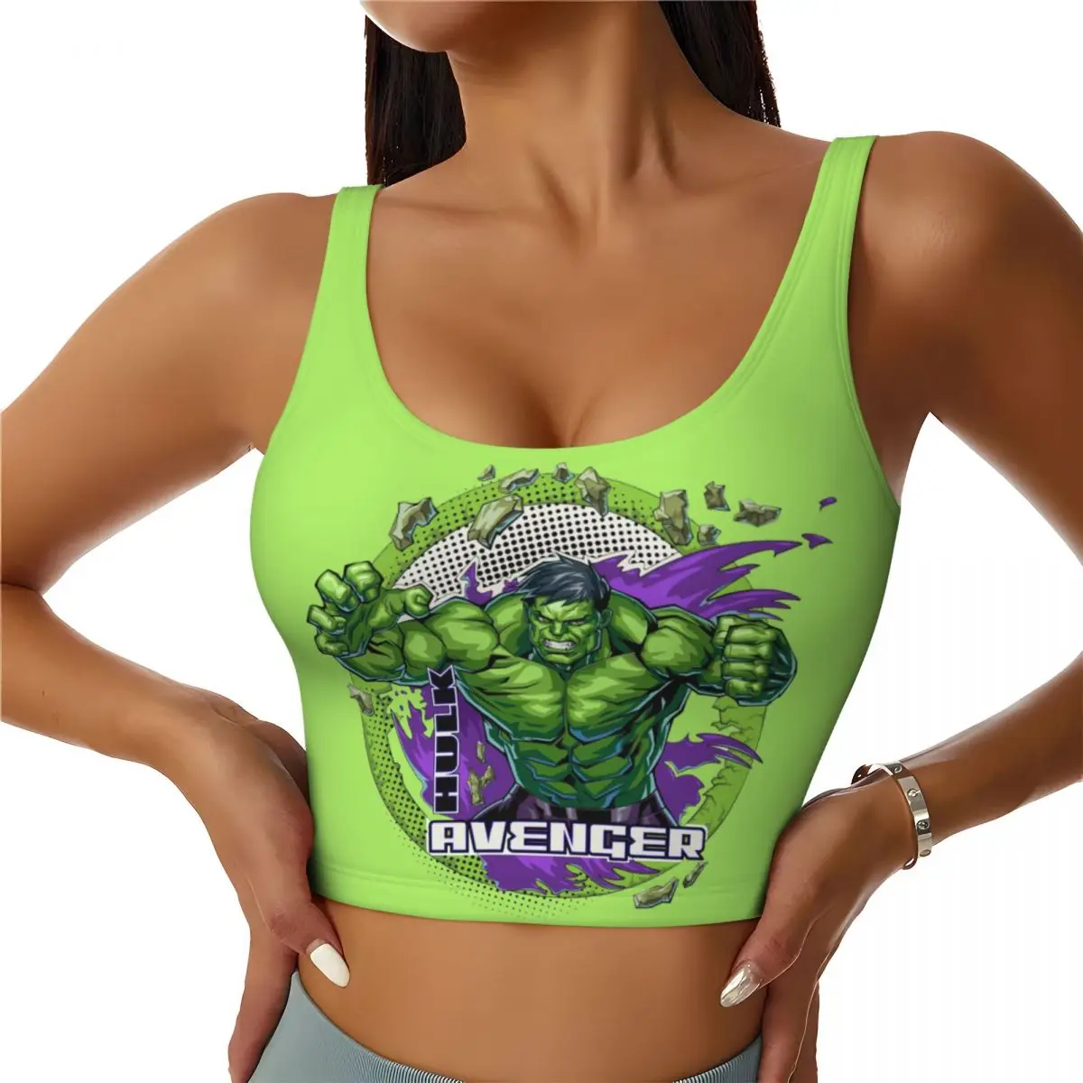 

Custom Superhero Hulk Wallpaper High Impact Sports Bras Women Seamless Workout Yoga Crop Tank Tops