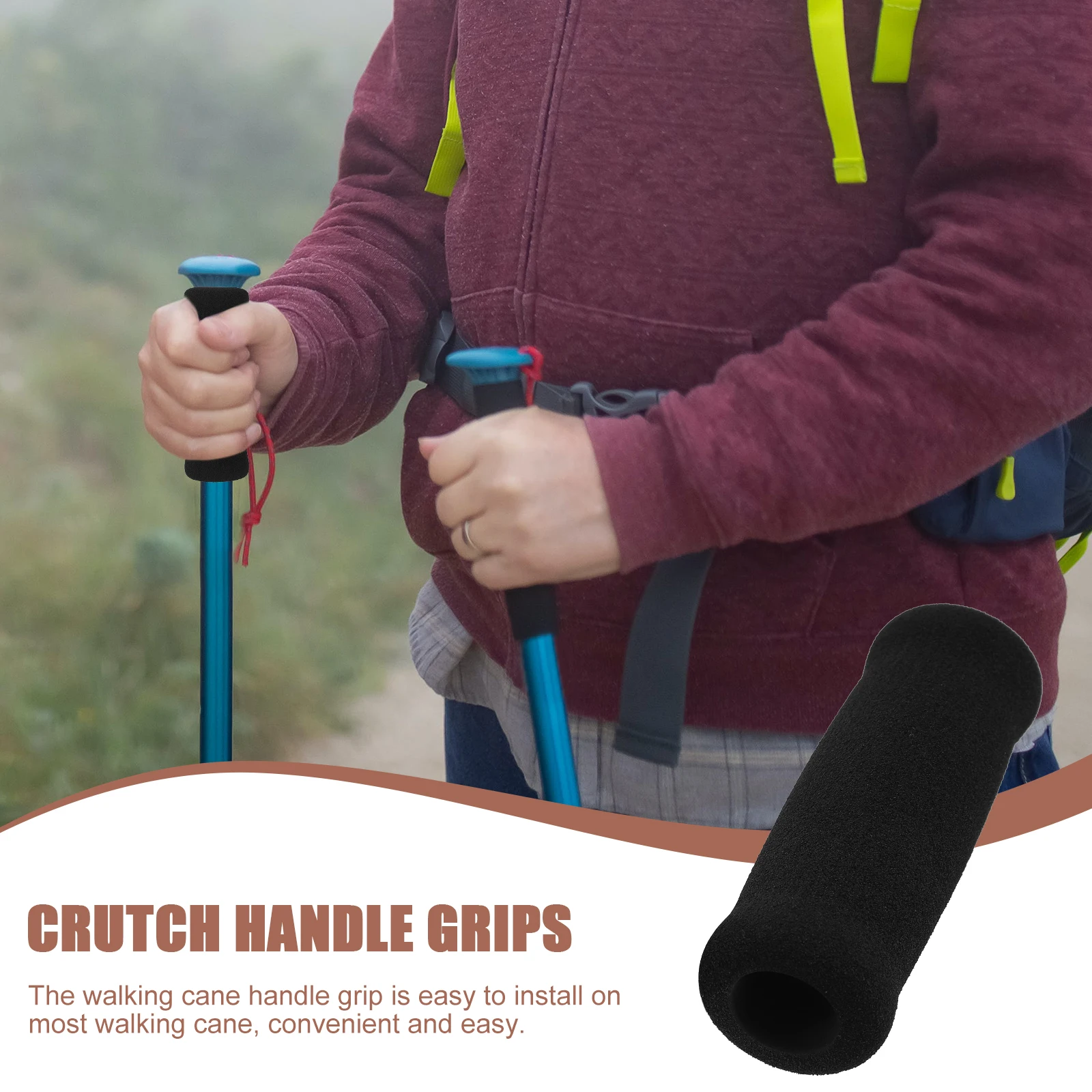 

5 Pcs Cane Grip H Foam Black 0 8 Inch Walkers Crutch Parts Nonslip Comfortable Grips Easy Install Breathable Sponge