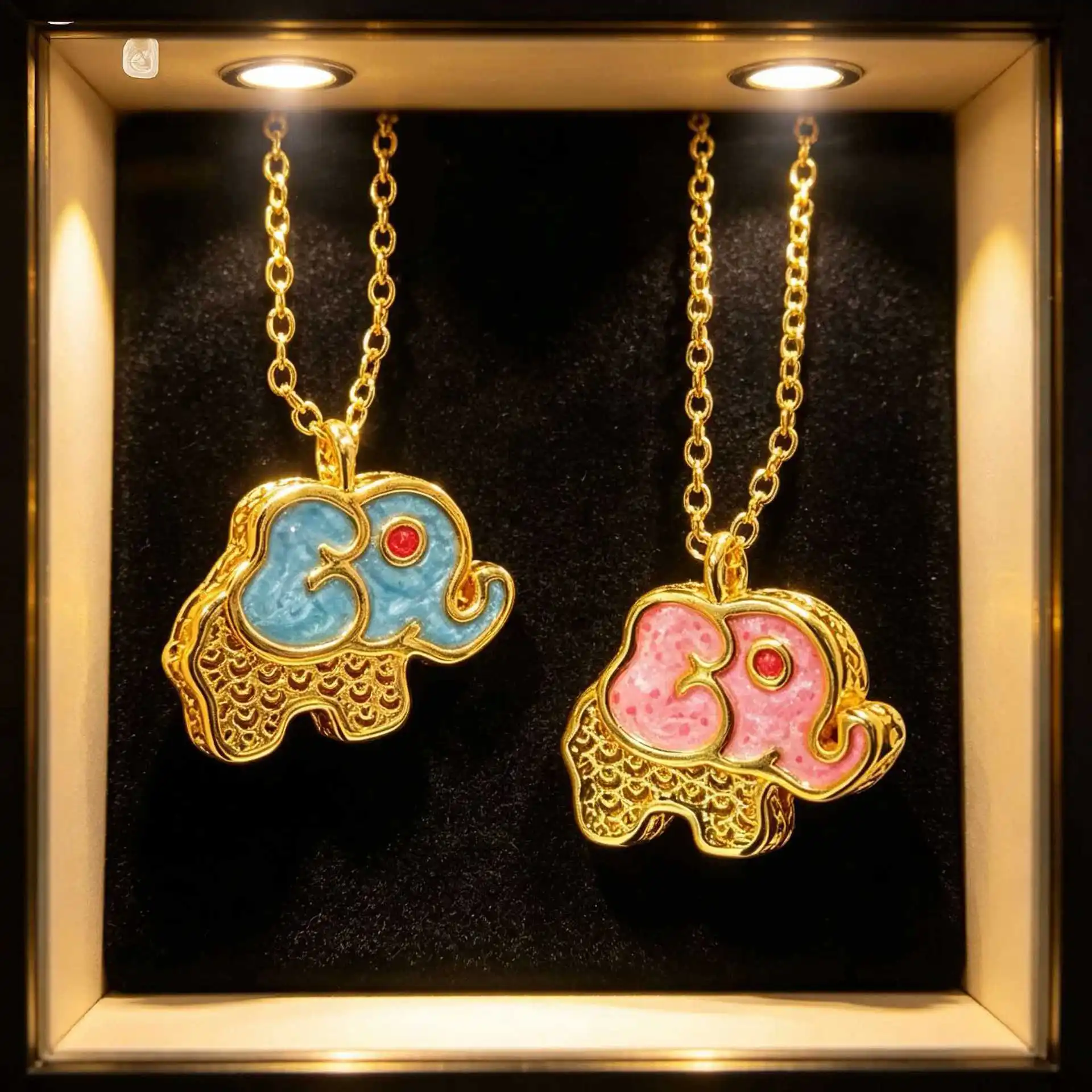 Versatile Daily Enamel Elephant Necklace For Women 24K Gold AU999 multi-scene pendant matches all casual outfits