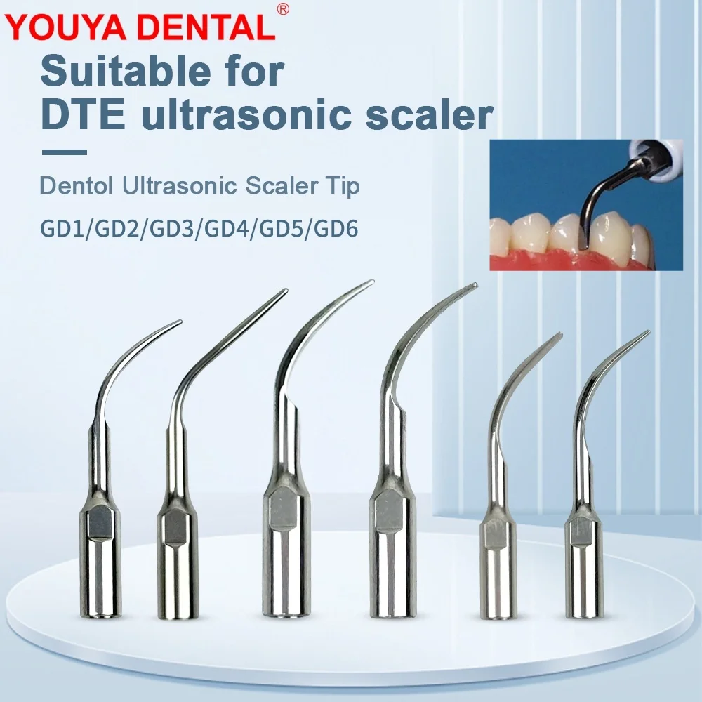 

5pcs Dental Scaler Tips Fit For DTE SALETEC Ultrasonic Scaler Handpiece GD1-GD6 Scaling Tips Tooth Cleaning Machine Cutter Head