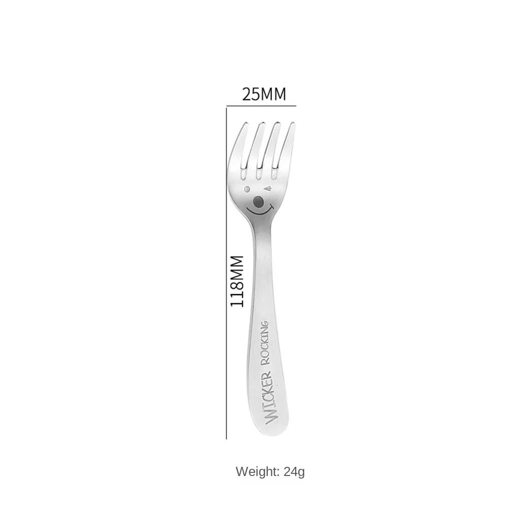 Hanami 304 Stainless Steel Portable Durable Cartoon Household Spoon Feeding Spoon Strong Tableware Fork Smiling Face Spoon