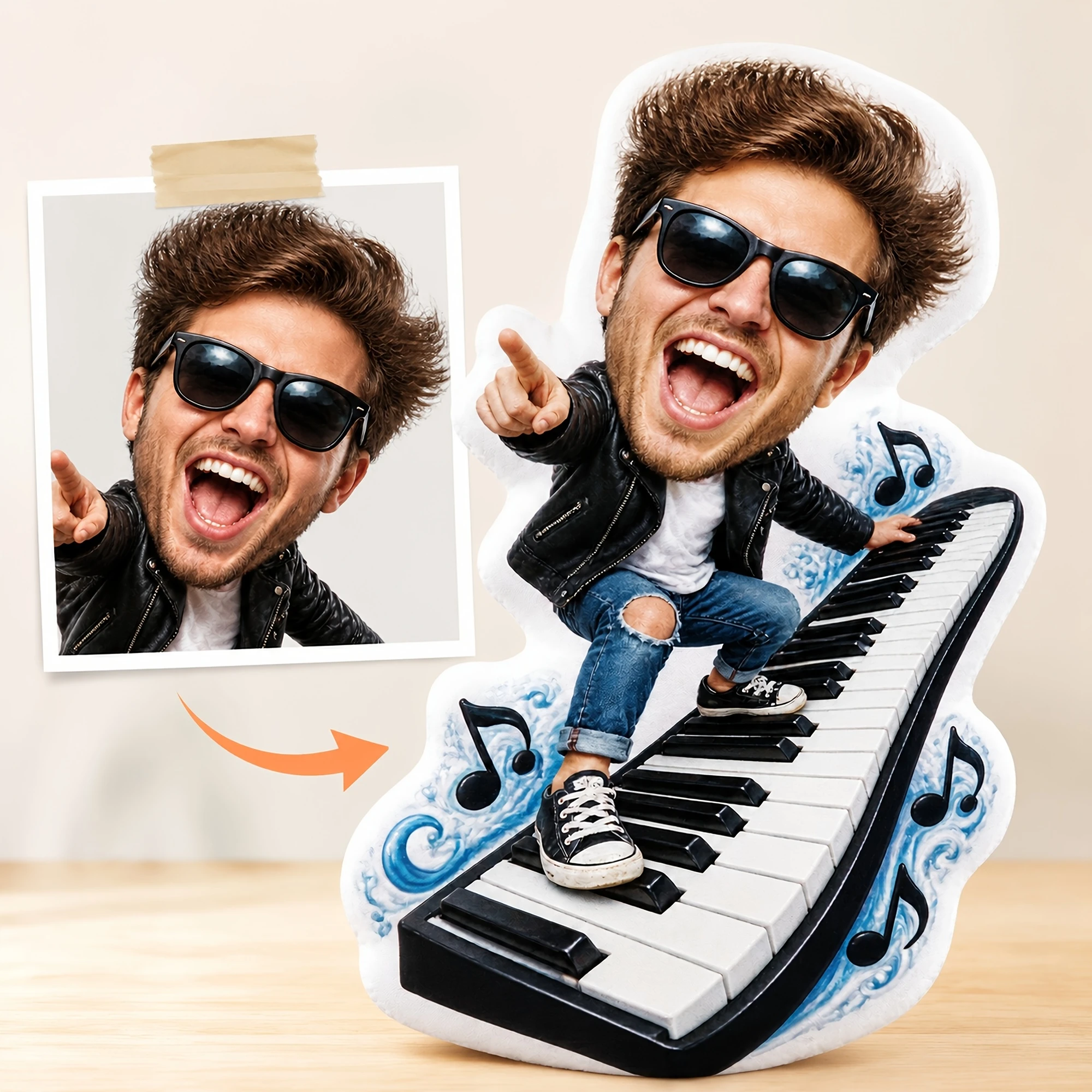 1pc Custom Double Sided Printed Novelty Piano Shaped Cushion, Creative Fun Decorative Pillow for Music Lovers, Sofa, Bedroom and