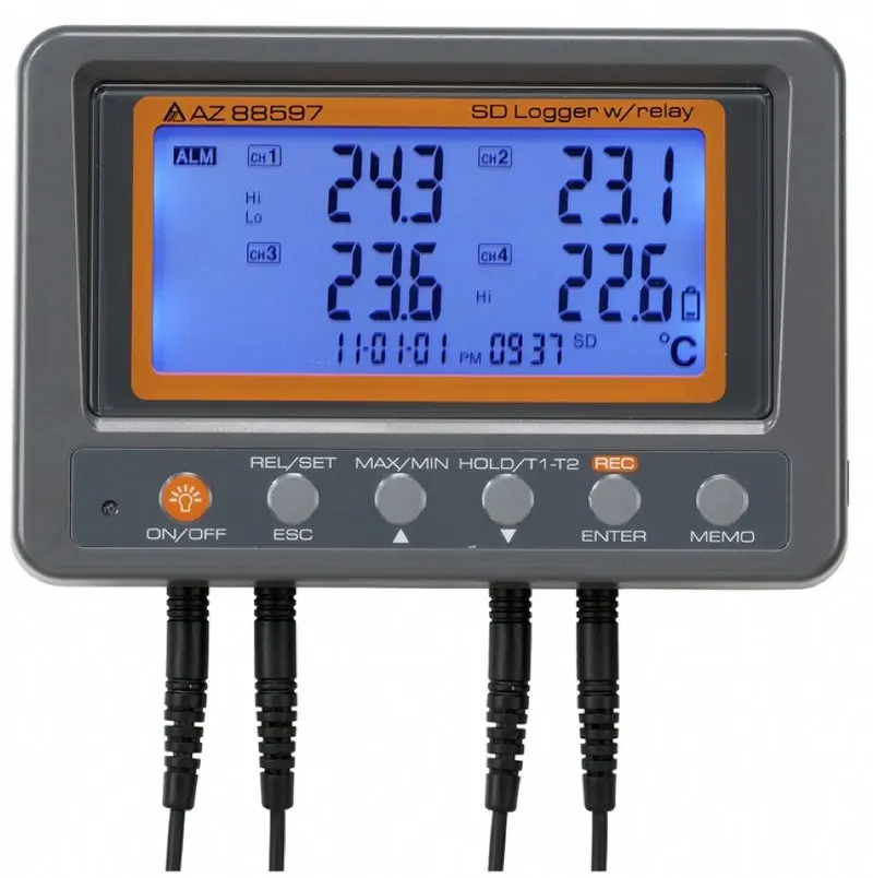 AZ88597 4 Channel Thermistor Thermal Thermometer Recorder with Relay Thermistor Data Logger