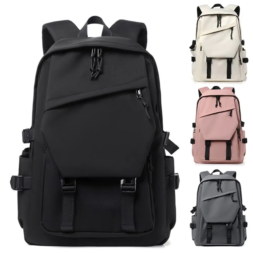 

Large Capacity Oxford Cloth Backpack Waterproof Multi-pocket Student Schoolbag Leisure Solid Color Travel Knapsack Men Women