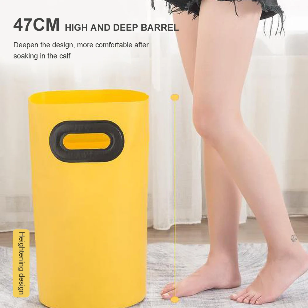 

Portable Foot Bath Bucket 16L Lemon Yellow Deep Basin for Leg Washing Collapsible Soaking Container Camping Travel Home Use Foot