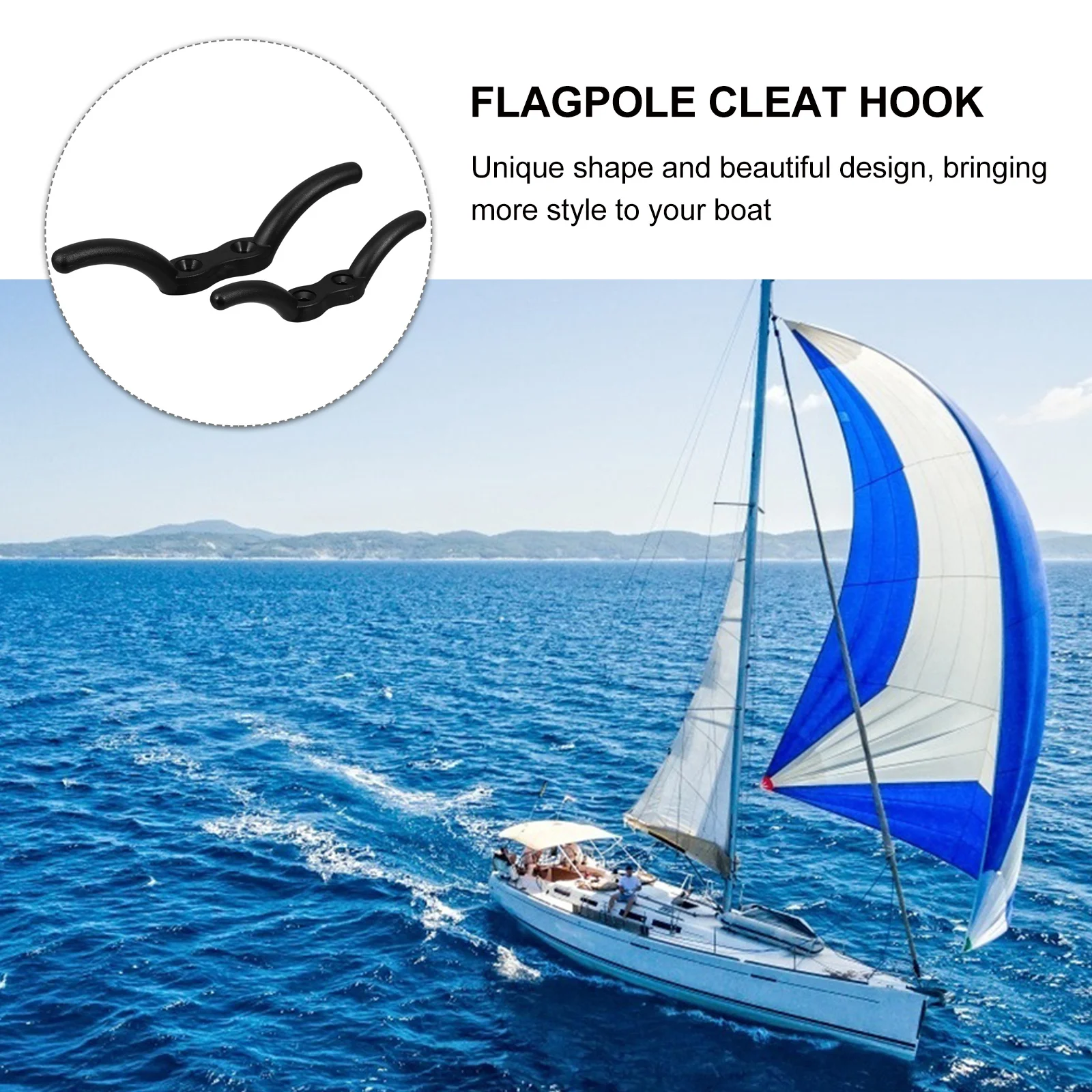 

2Pcs Flagpole Cleat Hook Replacement Durable Nylon Boat Rope Fixing Cleat Flagpole Rope Hook for Flag, Boat, Awning
