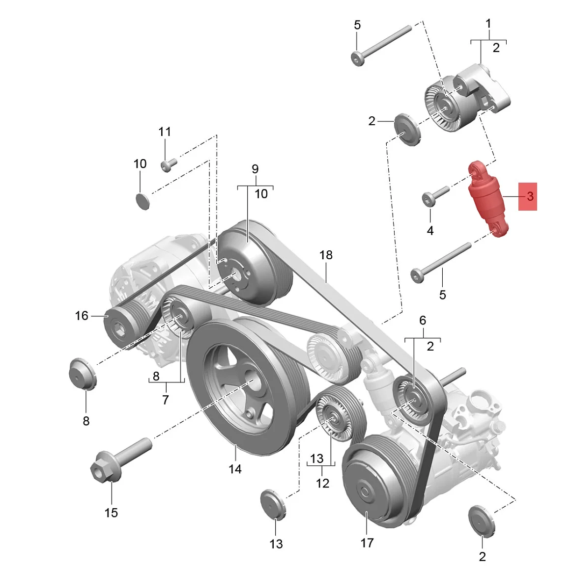 94810226175 belt tensioner for Porsche Panamera Cayenne Macan belt tensioner 3.0T 3.6 engine