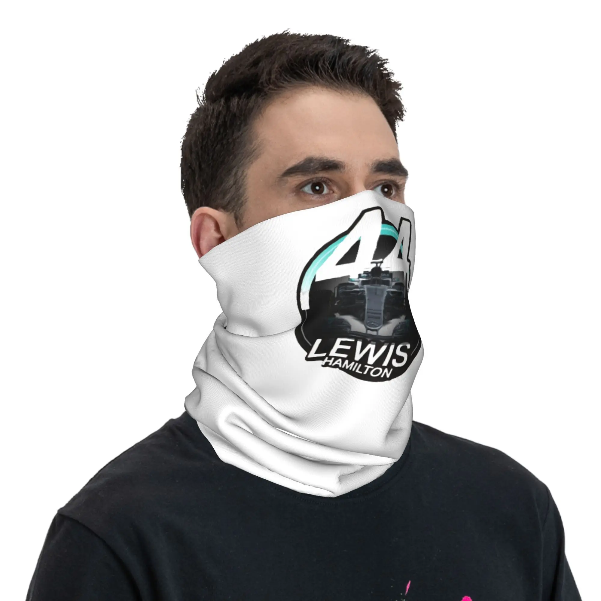 لويس هاميلتون 44 - F1 باندانا غطاء الرقبة قناع مطبوع وشاح متعدد الوظائف بالاكلافا ركوب للرجال والنساء الكبار تنفس