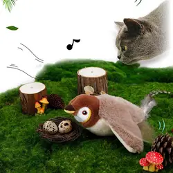 Bird Toy for Cats Plush Toys Simulation Bird Toy Sparrow USB Rechargeable Vivid Chirping Kitten Toys Interactive Cat Toys Cat