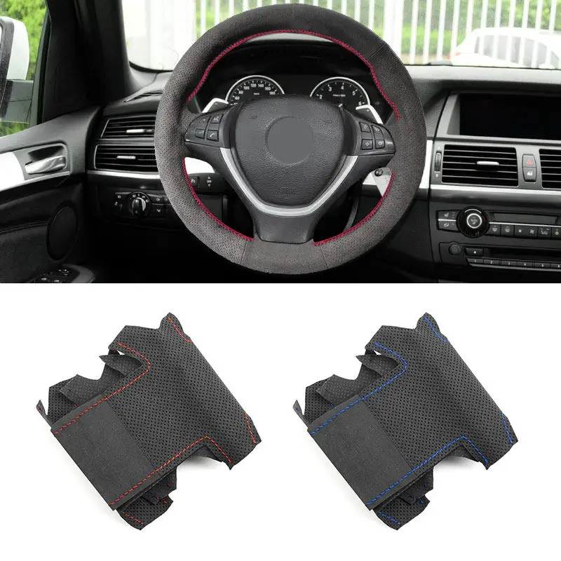 

Косы на руль автомобиля для BMW X5 E70 2006-2013 X6 E71 2008-2014 E72 2009 2010 DIY Сшитый вручную замшевый кожаный чехол