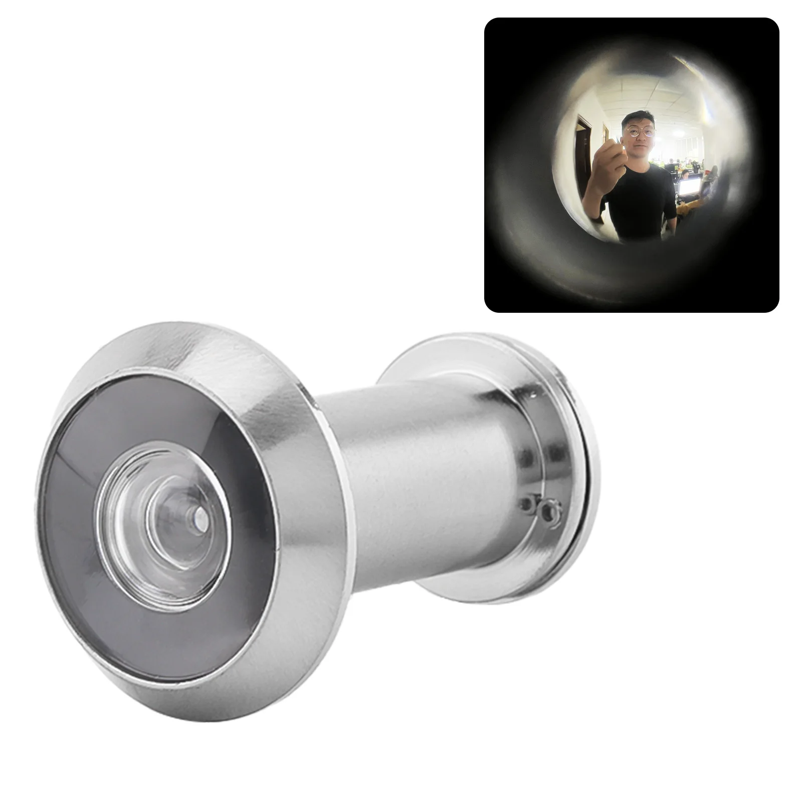 Zinc Alloy 200 Degree Door Viewer Peephole for 40-65mm Door with Rotating Privacy Cover, Brushed Nickel Security Peek Peep Holes