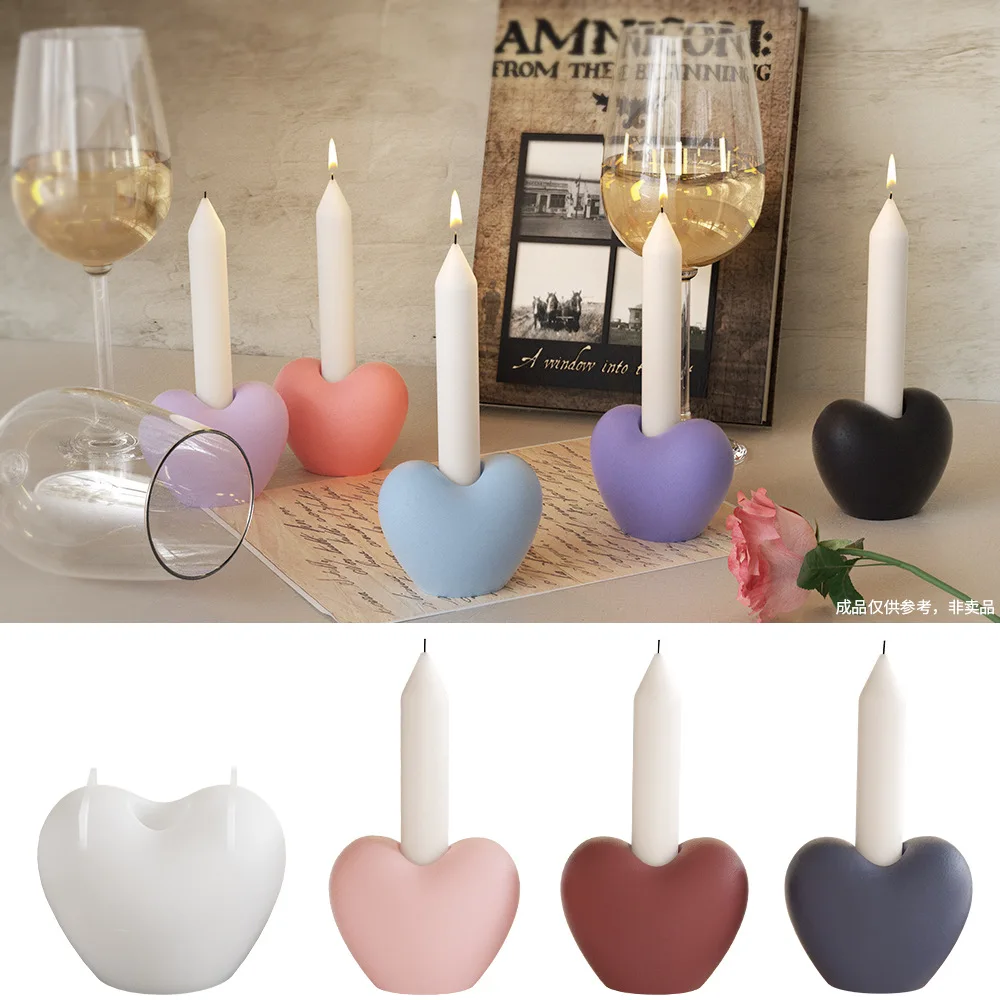 3D Heart Shape Candle Holder Making Molds Resin Casting Silicone Mold for DIY Jesmonite Plaster Polymer Clay Decoration