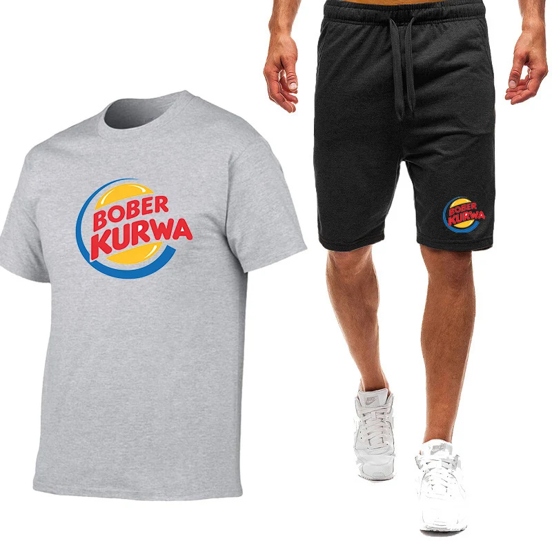 Bober Kurwa Funny Summer Fashion Men's Tracksuit T-shirt Shorts Set Leisure Short Sleeve Set Jogging Gym Suit Brand Clothing view 3